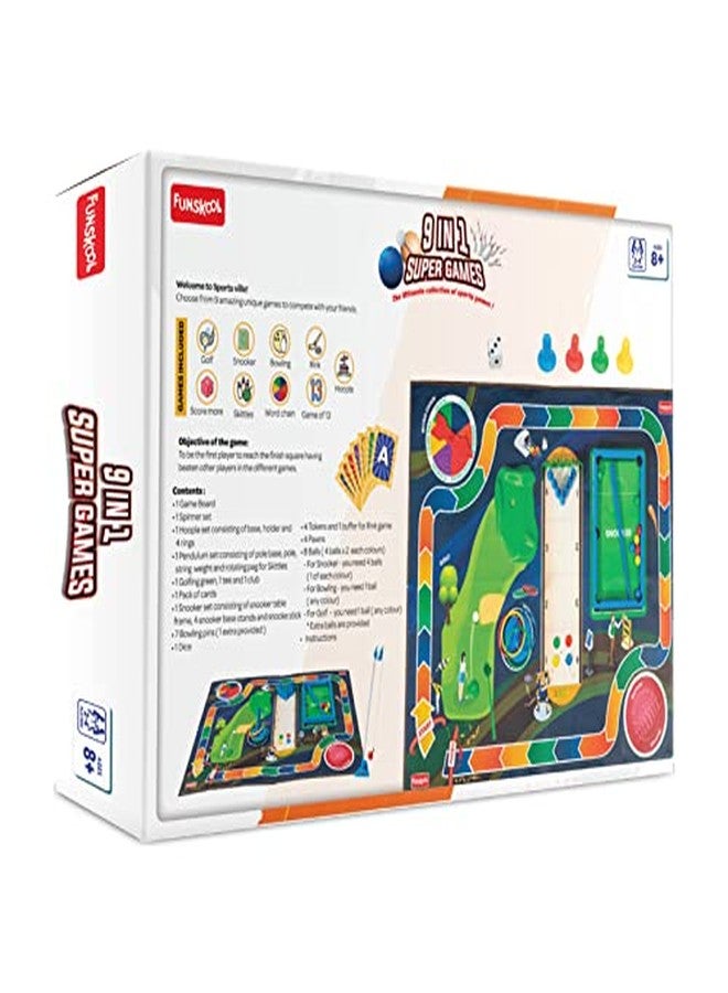 Funskool Super 9 in 1, Strategy Game, Board Game for kids, Adults, Families, Educational, Fun, 2 to 4 Players, Family Fun, Activity Toy for Childrens, Gift Set for Kid, Ages 6+ Years - Image 3